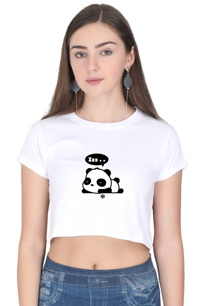 Women's Panda Sleepwear Crop Top – White Color Option