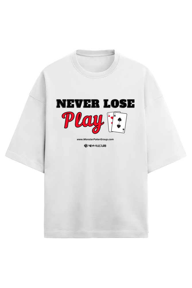 White Unisex Oversized Tee with Poker Design