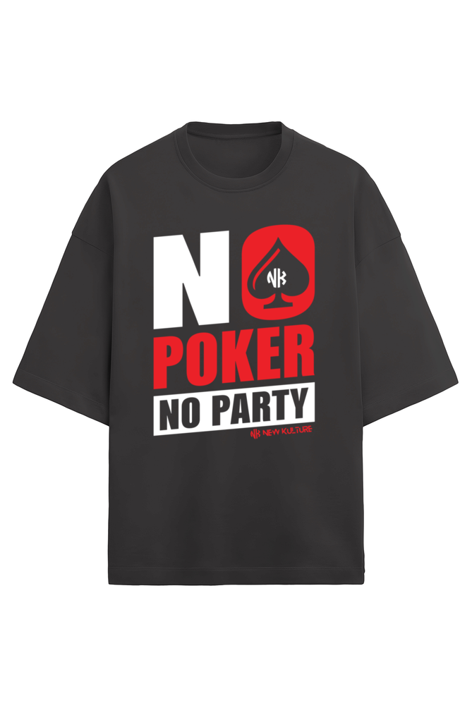 Black Poker Graphic Tee with Party Statement