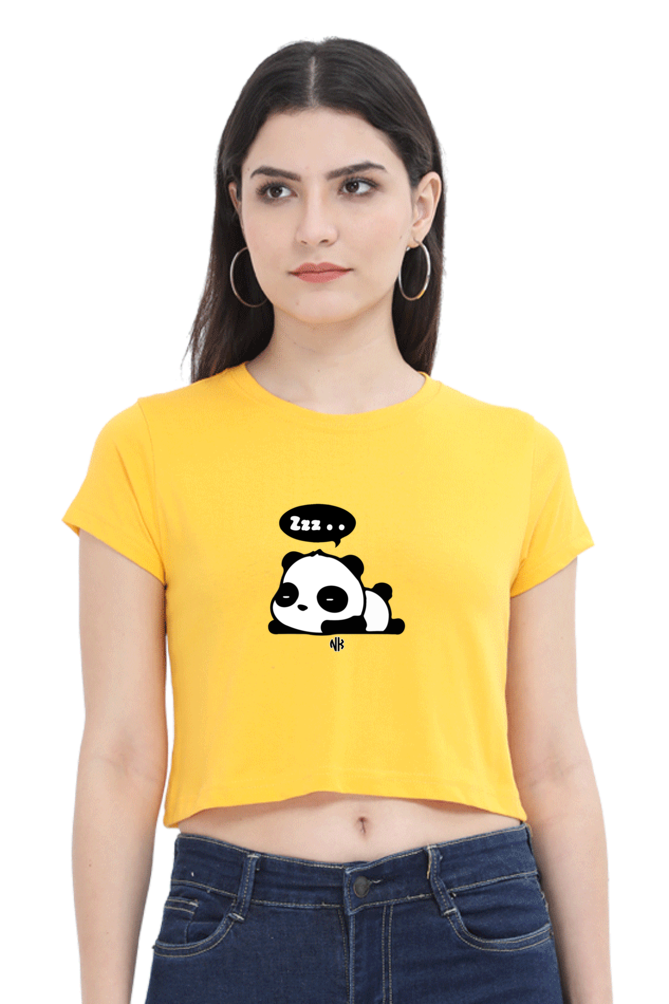 Zzz Panda Crop Tee – Golden Yellow Color Option