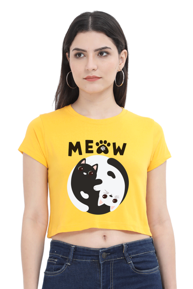 Purrfect Meow Crop Top – Golden Yellow Color Option