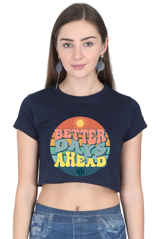 Better Days Ahead Crop Tee – Navy Blue Color Option