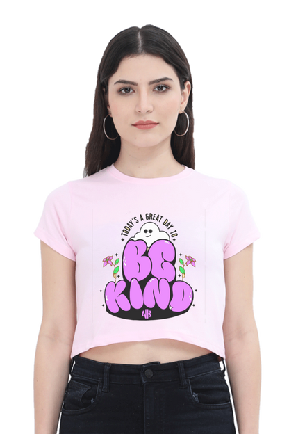 Be Kind Graphic Crop Tee – Light Pink