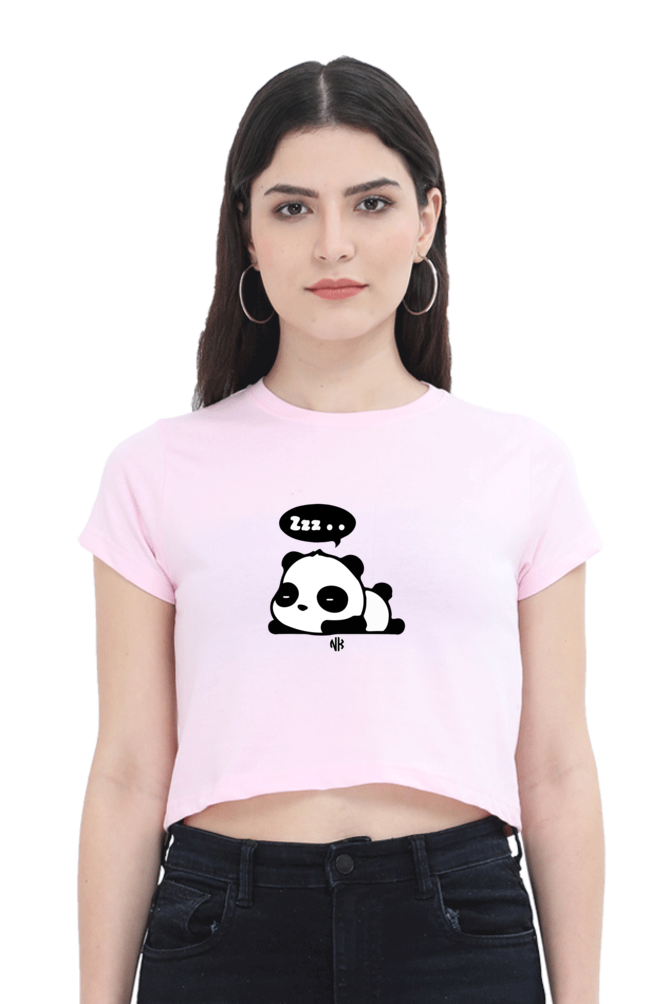 Restful Panda Crop Tee – Light Pink Color Option