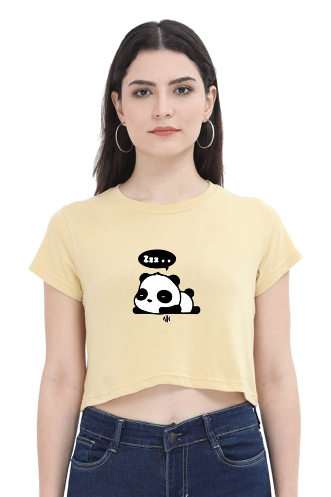 Panda Siesta Graphic Crop Top – Beige Color Option