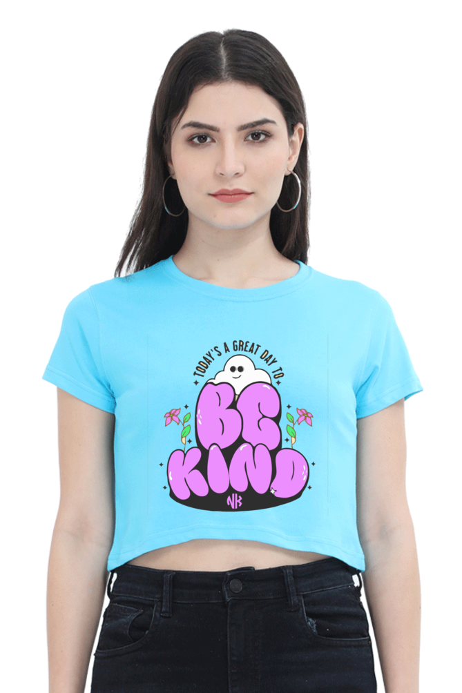 Positive Vibes Graphic Crop – Sky Blue