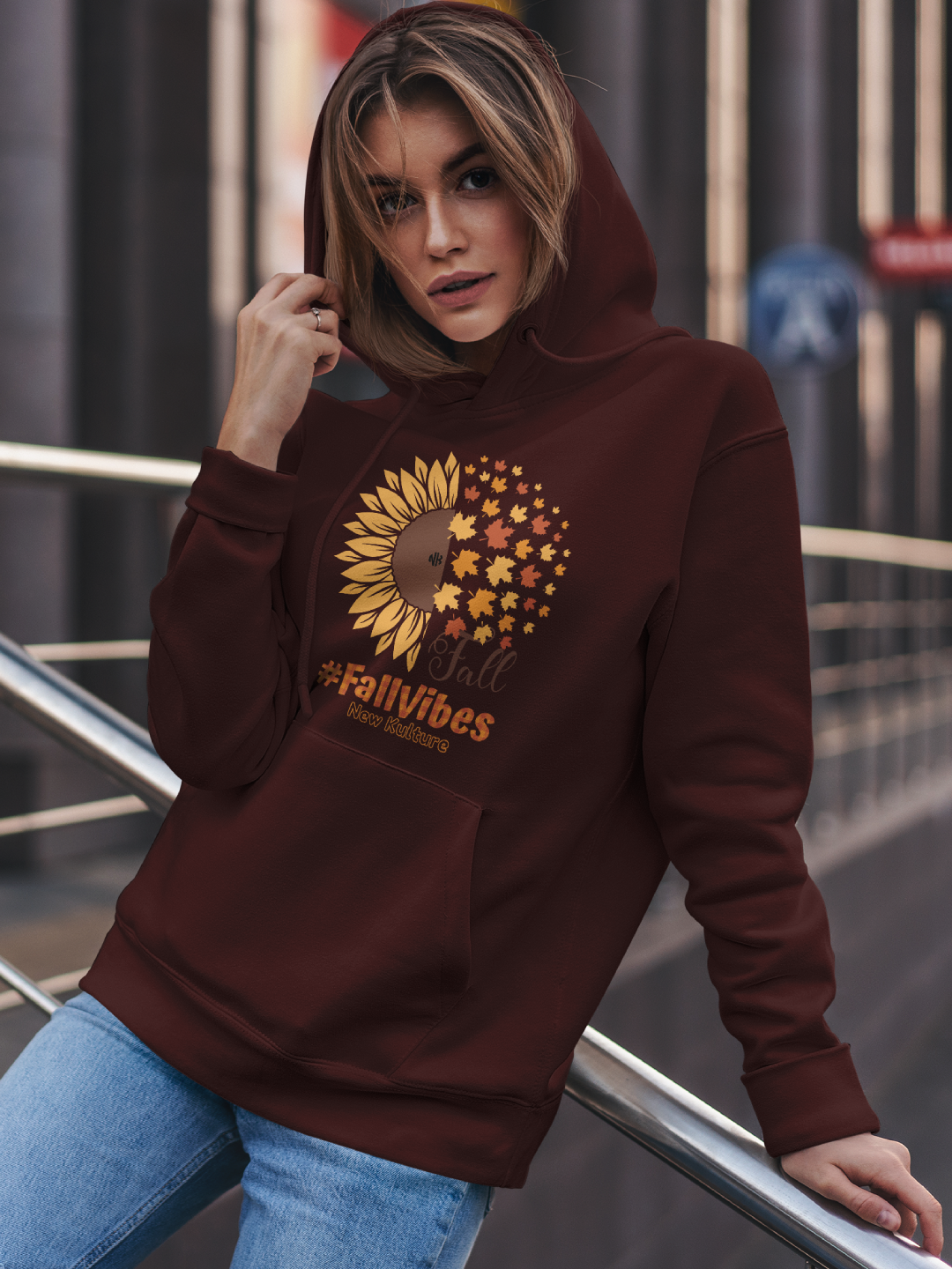 Autumn Sunflower Statement Hoodie – Maroon Color Option