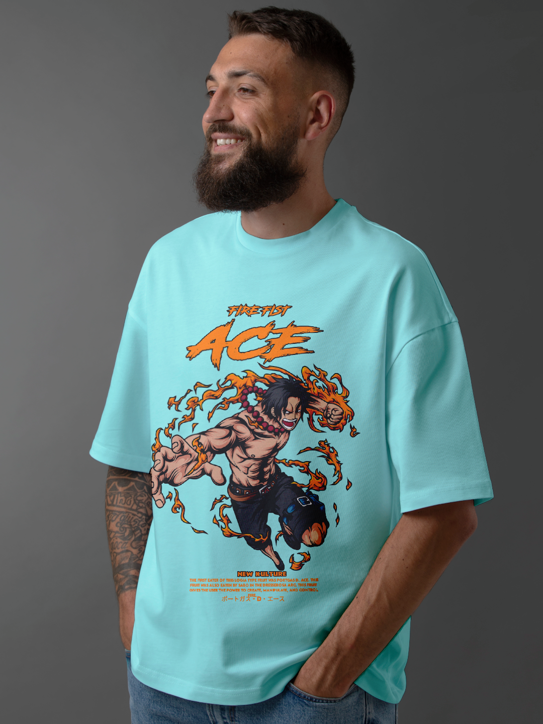 One Piece Fire Fist ACE Tee – Mint Color Option