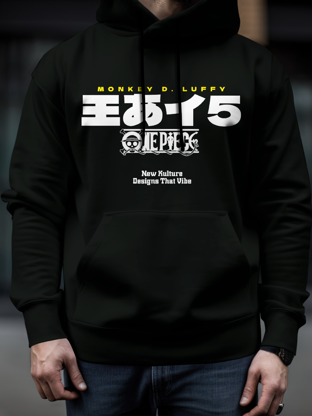 Men's Oversized Hoodie with Gear 5 Design – Black Color Option