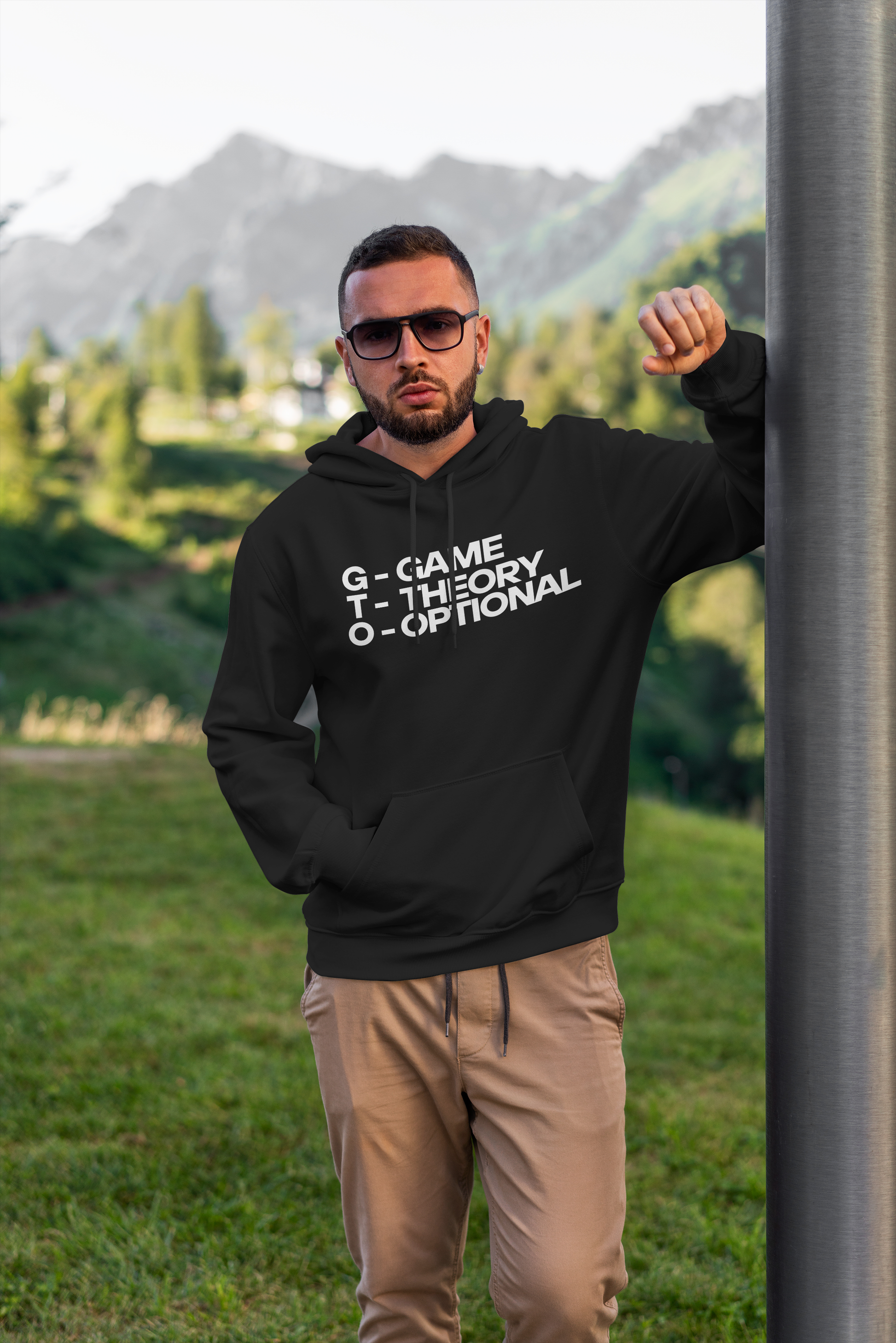 Black Unisex Oversized Hoodie with 'GTO - Game Theory Optional' Text