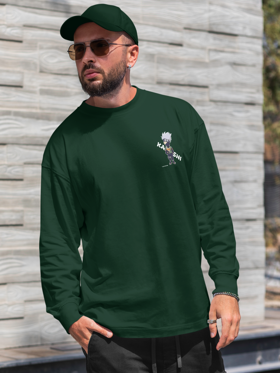 Anime Adventure Oversized Sweatshirt – Bottle Green Edition