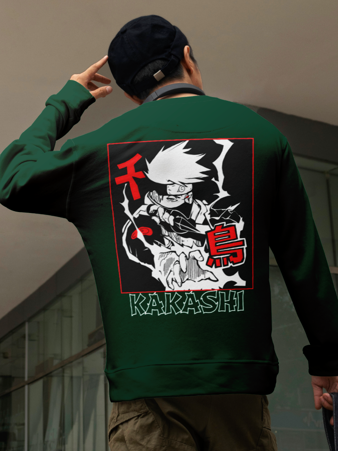 Anime Adventure Oversized Sweatshirt – Bottle Green Edition