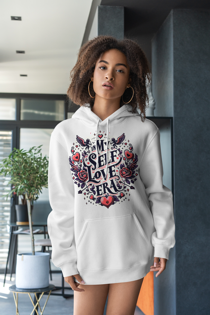 Women's Oversized Hoodie with In My Self Love Era Design – White Color Option