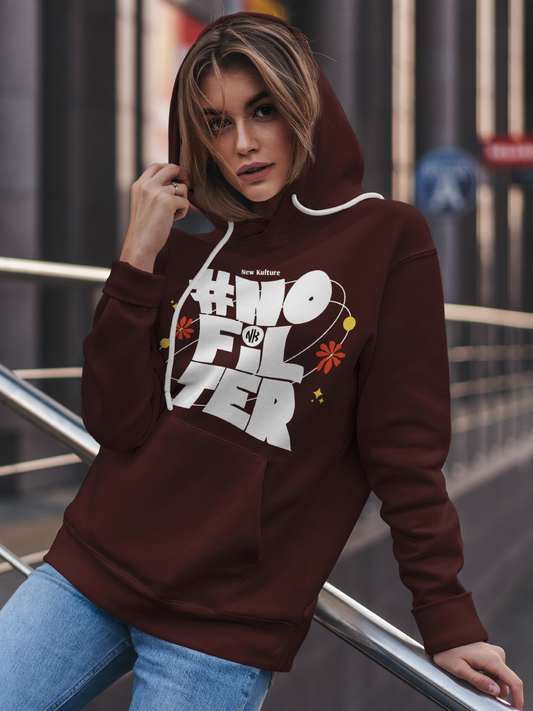 Authentic No Filter Oversized Hoodie – Maroon Color Option