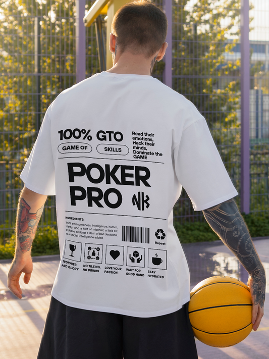 White Poker Graphic Tee with Strategic Insights Design