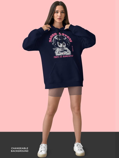 Ramentic Anime Girl Oversized Hoodie – Navy Blue Color Option
