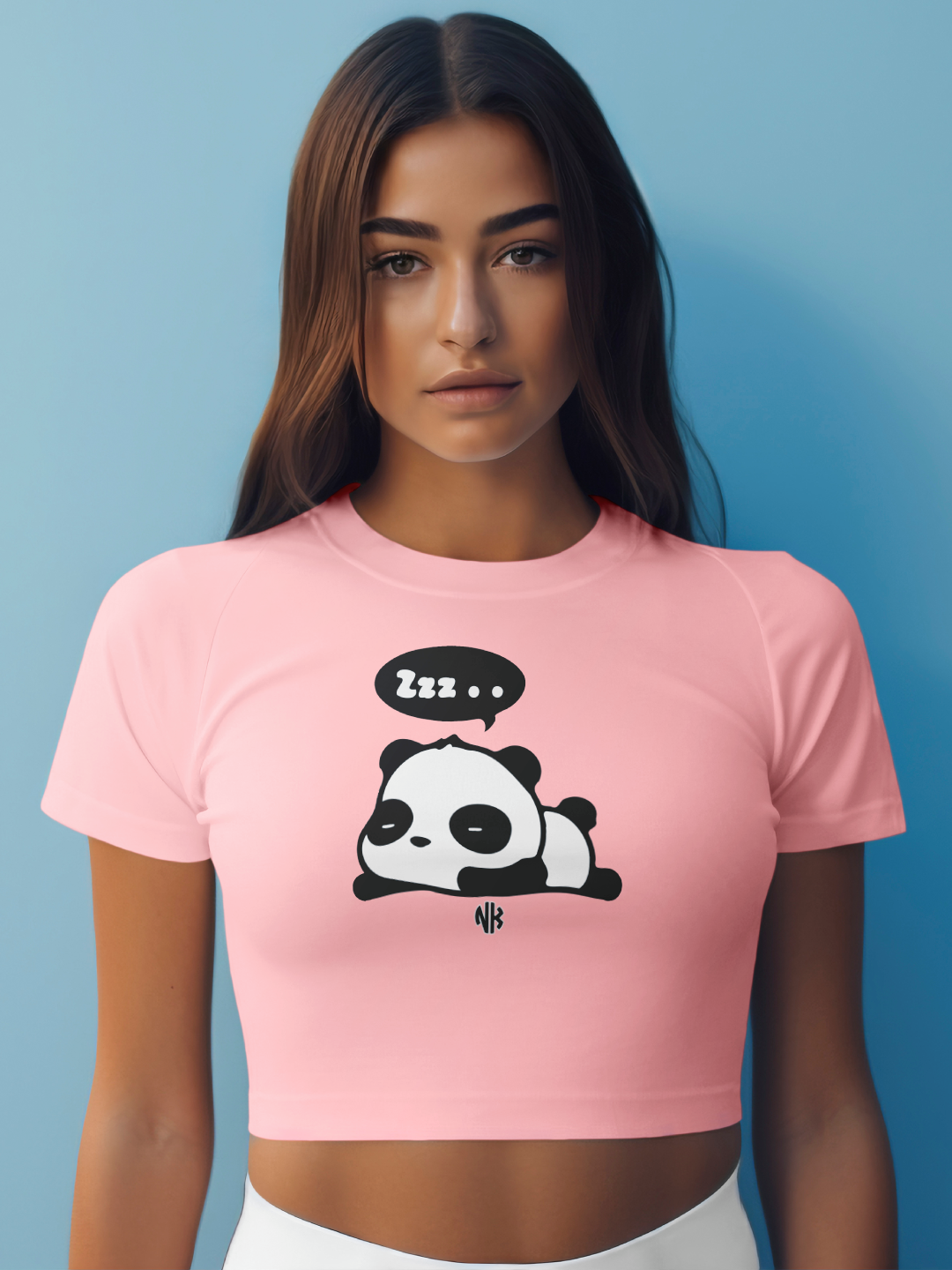 Restful Panda Crop Tee – Light Pink Color Option