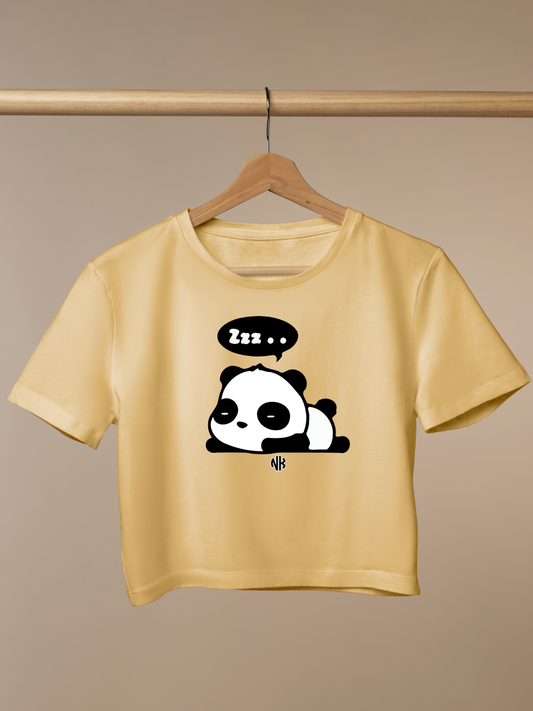 Panda Siesta Graphic Crop Top – Beige Color Option