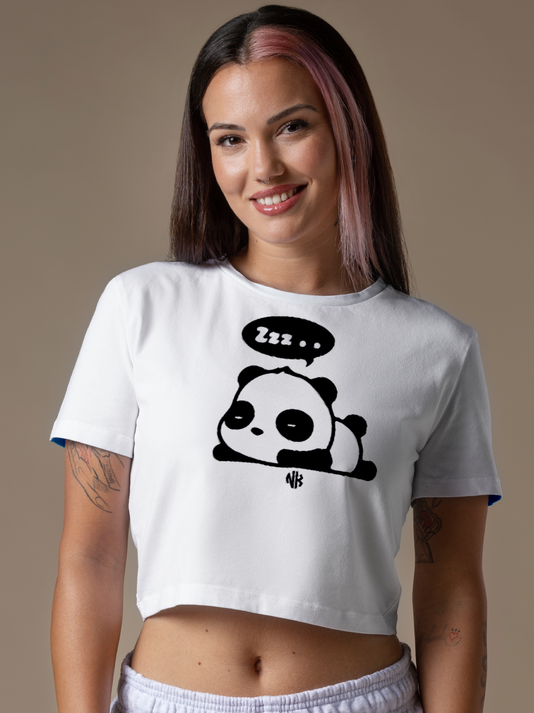 Women's Panda Sleepwear Crop Top – White Color Option