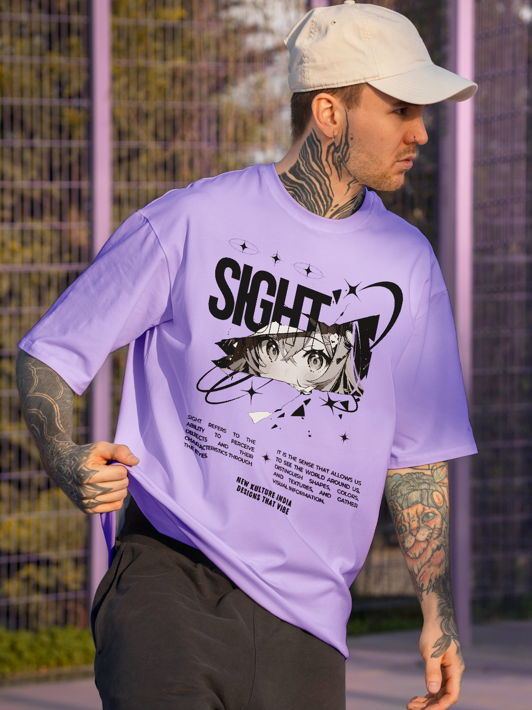 Anime Gaze Loose Fit Tee – Lavender Edition