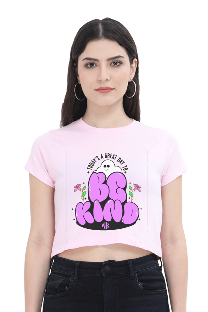 Be Kind Graphic Crop Tee – Light Pink