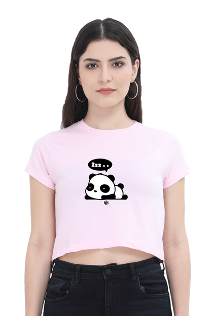 Restful Panda Crop Tee – Light Pink Color Option