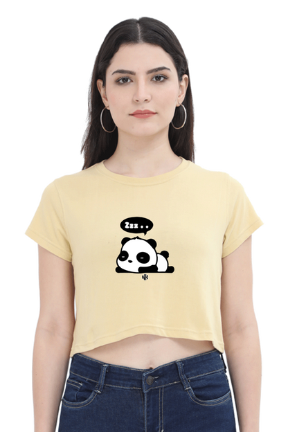 Panda Siesta Graphic Crop Top – Beige Color Option