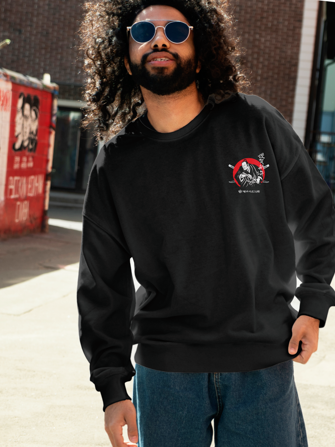 Men's Oversized Sweatshirt with Bleach Design – Black Color Option