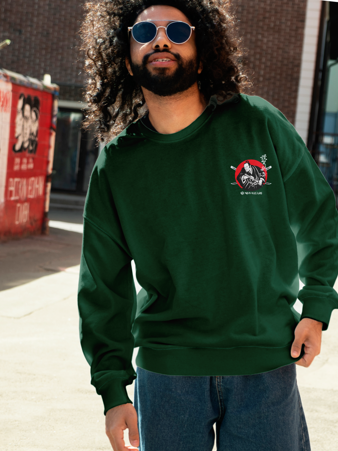 Samurai Spirit Anime Sweatshirt – Bottle Green Edition