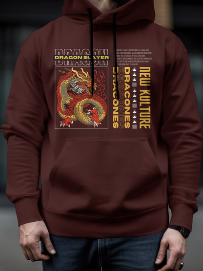 Fire-Breathing Dragon Oversized Hoodie – Maroon Color Option