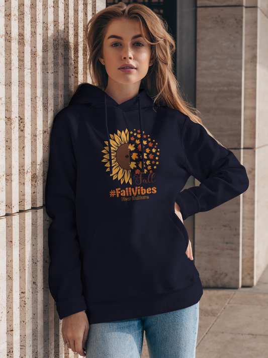 Sunflower Symphony Oversized Hoodie – Navy Blue Color Option