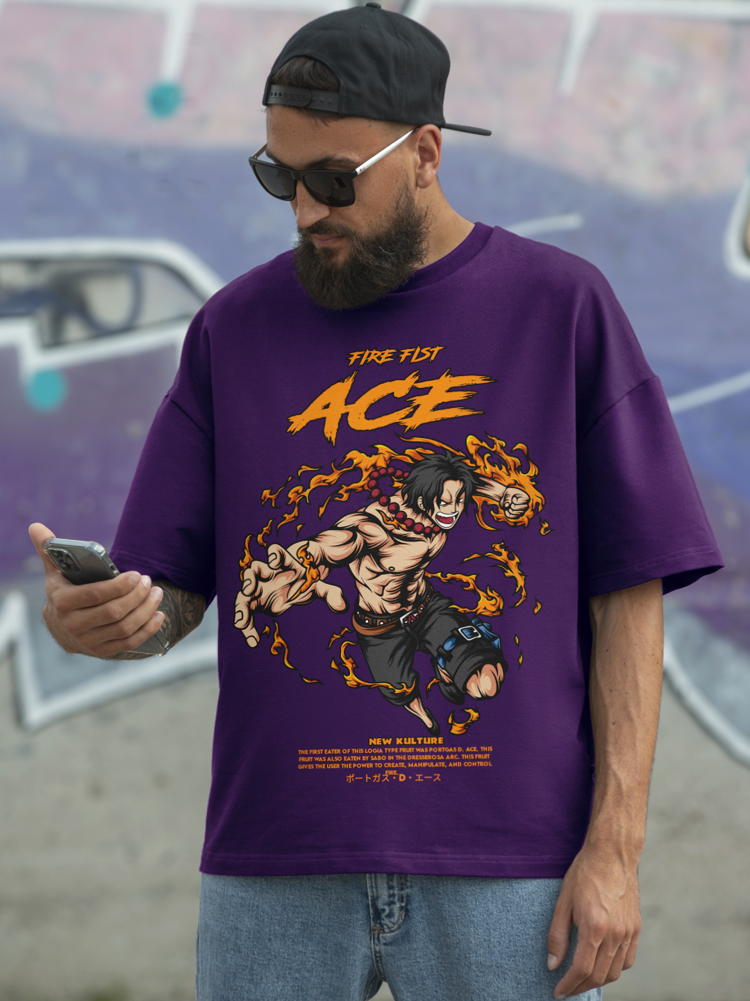 Fire Fist ACE Anime Tee – Purple Color Variant