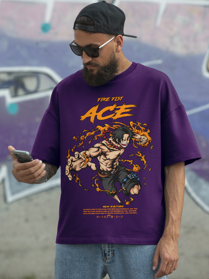 Fire Fist ACE Anime Tee – Purple Color Variant