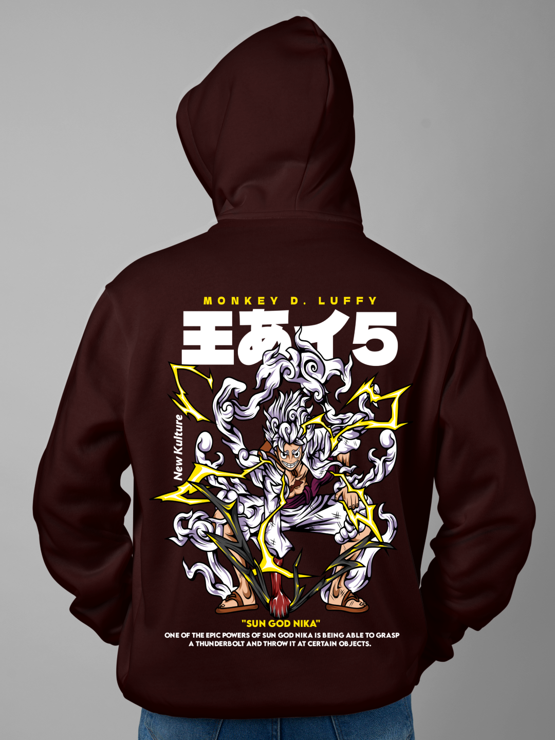 Gear 5 Anime Oversized Hoodie – Maroon Color Option