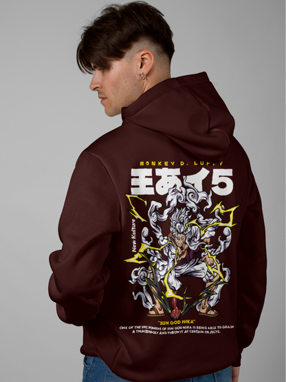 Gear 5 Anime Oversized Hoodie – Maroon Color Option