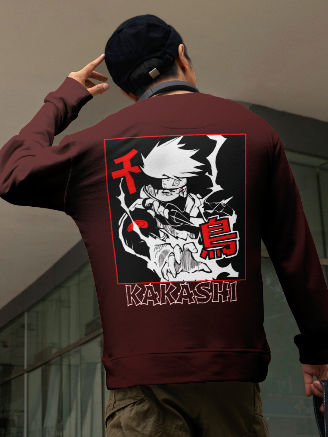 Kakashi's Shadow Loose Fit Sweatshirt – Maroon Color Variant