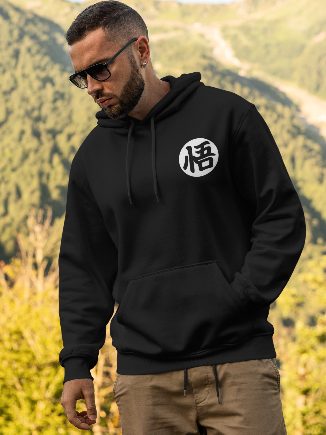 Men's Oversized Hoodie with Kamehameha Design – Black Color Option