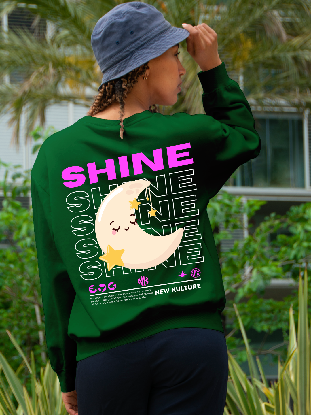 Lunar Shine Text Women's Sweatshirt – Bottle Green Edition