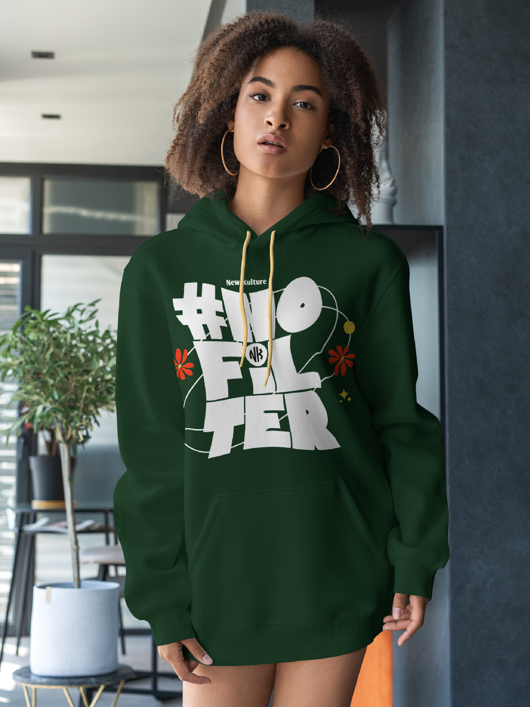 # No Filter Statement Hoodie – Bottle Green Edition