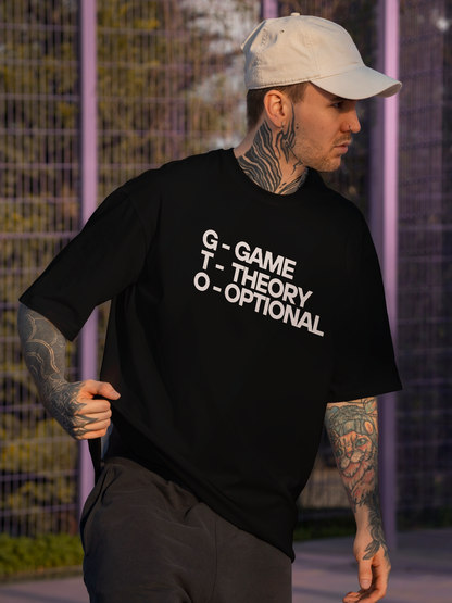 Black Unisex Oversized Tee with 'GTO - Game Theory Optional