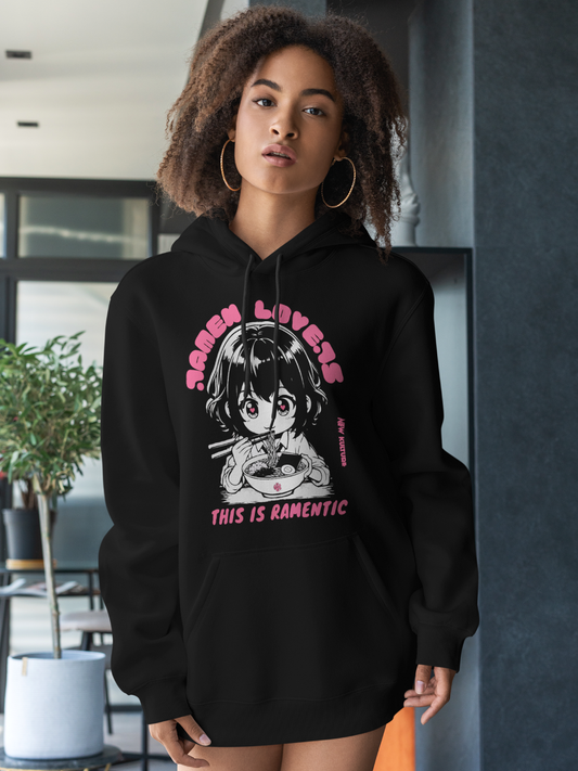 Women's Oversized Hoodie with Ramen Lover Design – Black Color Option