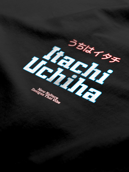 Men's Oversized Hoodie with Itachi Uchiha Design – Black Color Option