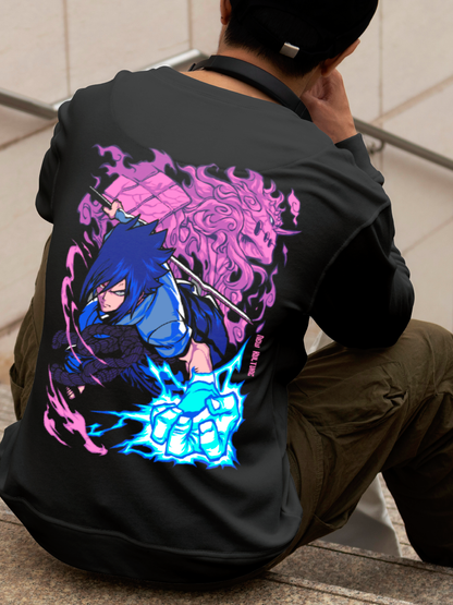 Men's Oversized Sweatshirt with Sasuke Uchiha Design – Black Color Option