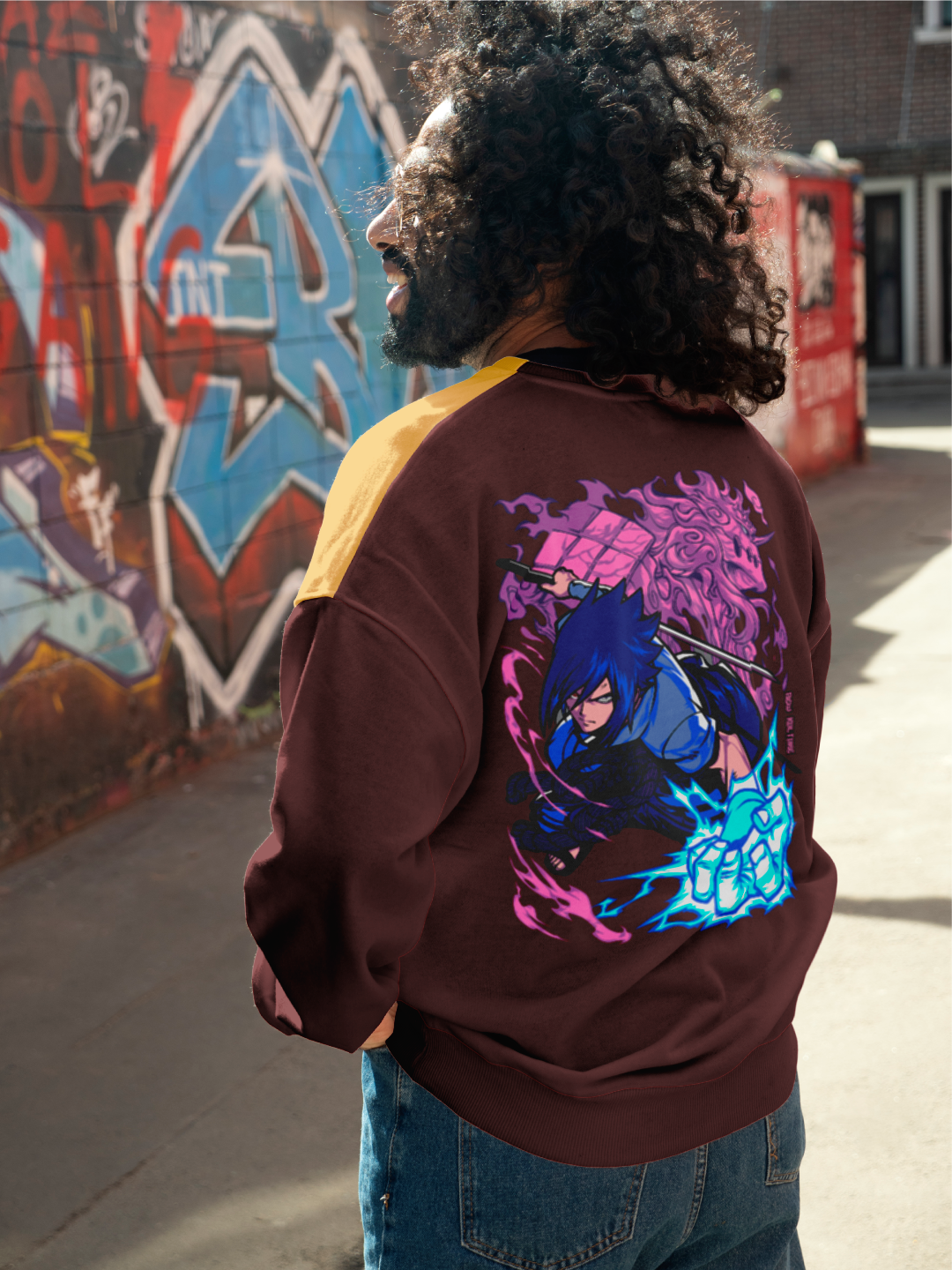 Sasuke's Journey Anime Sweatshirt – Maroon Color Option