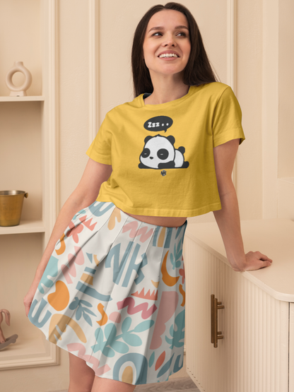 Zzz Panda Crop Tee – Golden Yellow Color Option