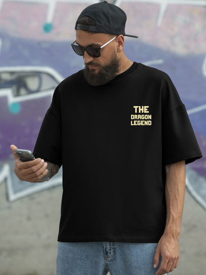 Men's Oversized T-shirt with Dragon Legend design – Black Color Option