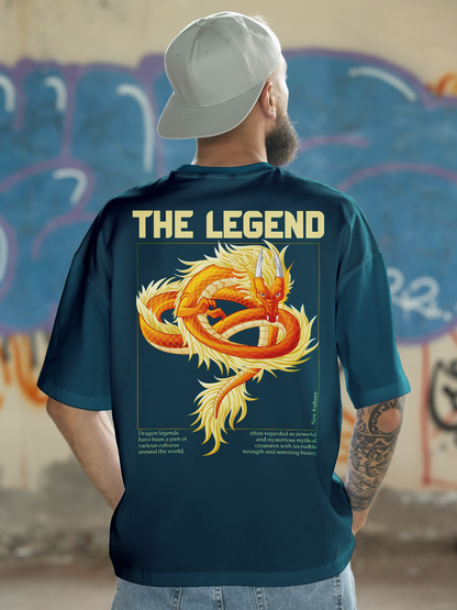 Mystical Dragon Loose Fit Tee – Petrol Blue Edition