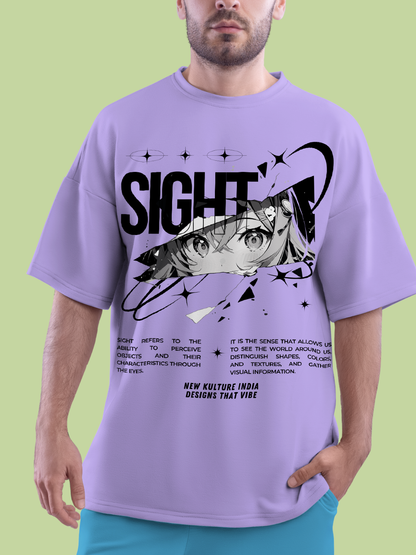 Anime Gaze Loose Fit Tee – Lavender Edition