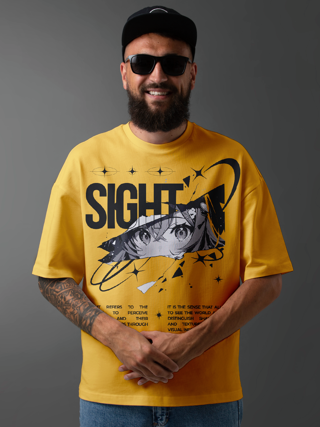 Visionary Eyes Oversized Shirt – Mustard Yellow Edition