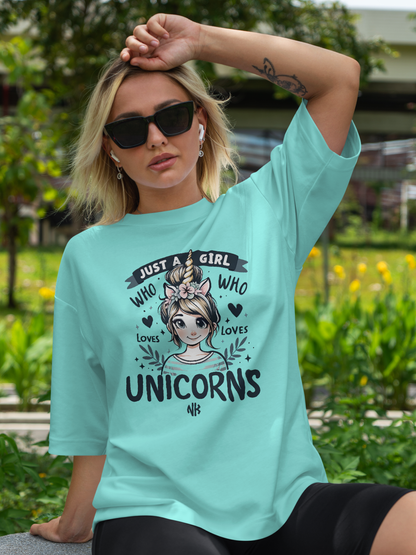 Just a Girl Unicorn Affair T-shirt – Mint Color Option